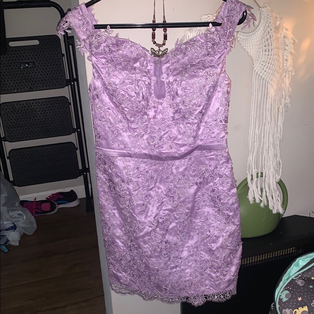 Elegant Lavender Lace Dress